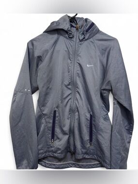 Nike Jacket Womens Small Gray Purple Storm Fit Windbreaker Vented Lightweight